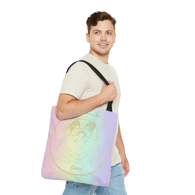 Gemini Zodiac Astrology Sign Large Reusable Tote Bag