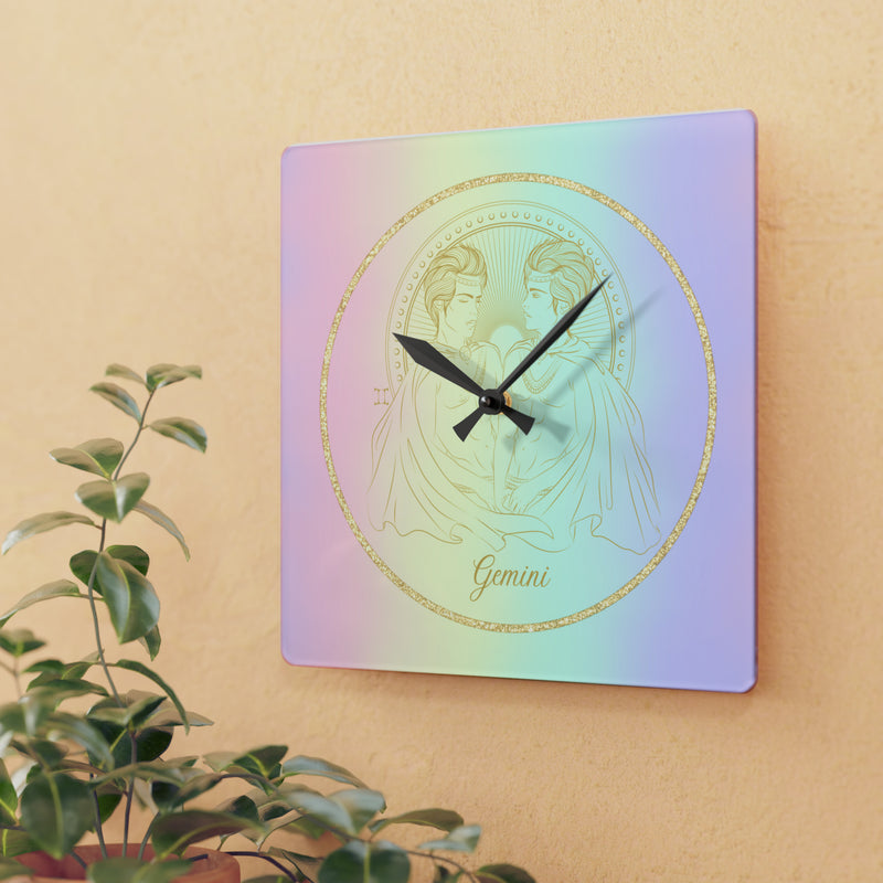 Gemini Zodiac Astrological Astrology Sun Sign Acrylic Wall Clock