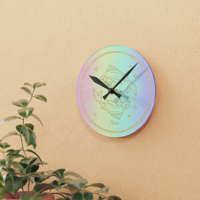 Pisces  Zodiac Astrological Astrology Sun Sign Acrylic Wall Clock