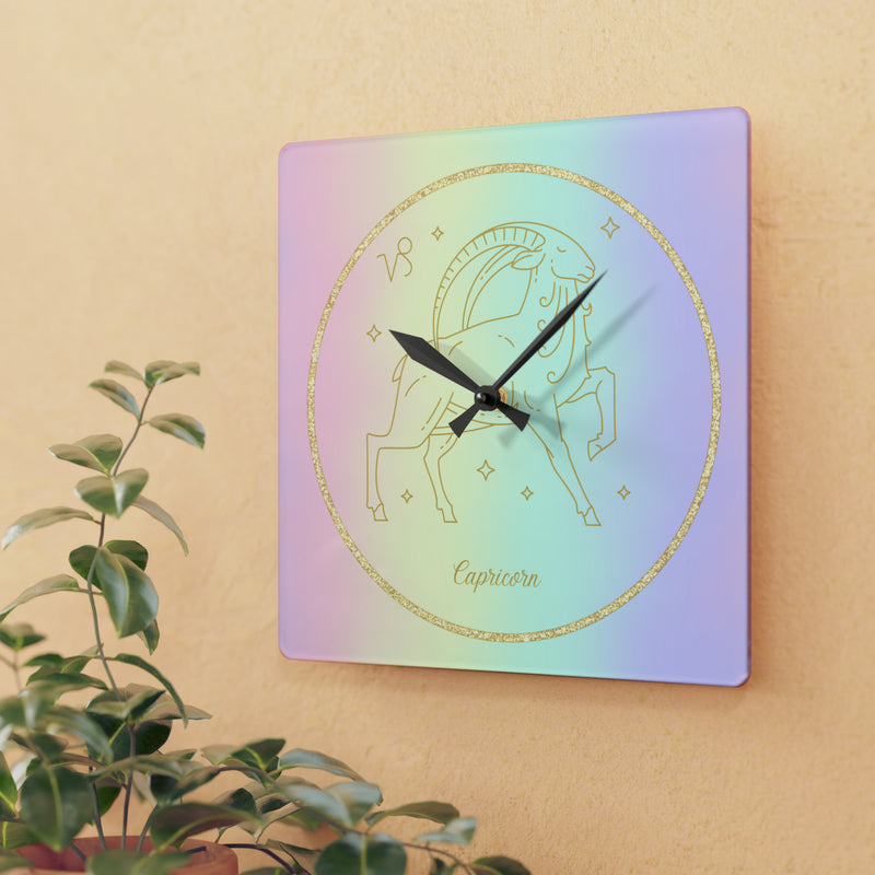 Capricorn Zodiac Astrological Astrology Sun Sign Acrylic Wall Clock