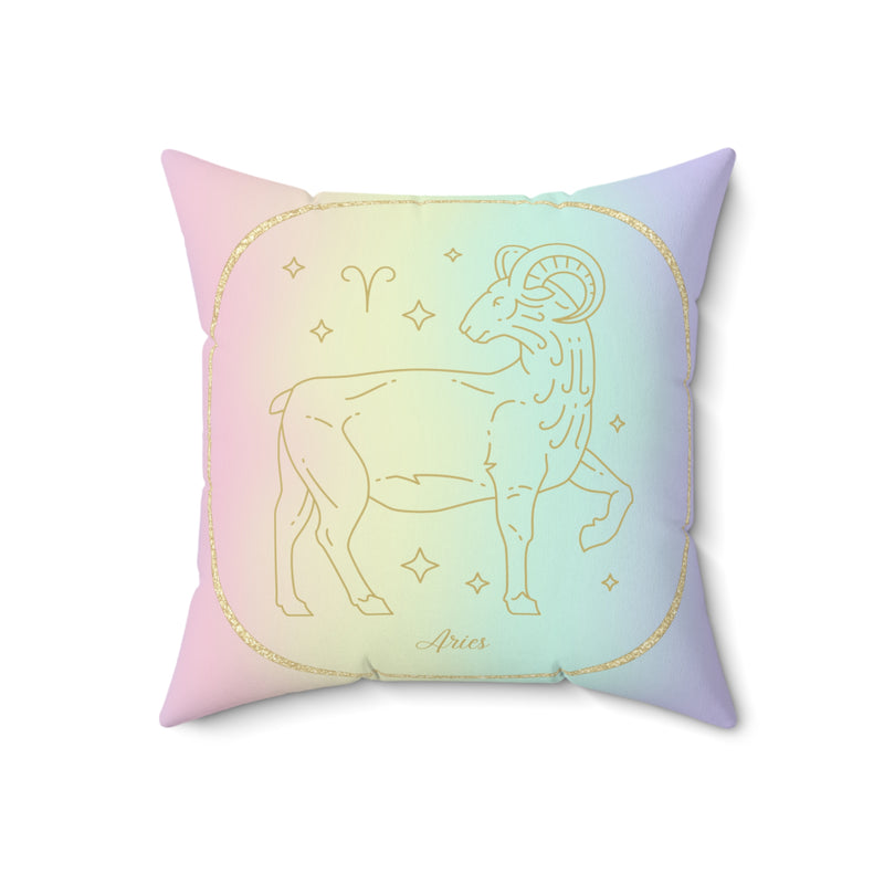 Aries Astrology Zodiac Sign Square Throw Pillow Spiritual Home Decor Accent Pillow