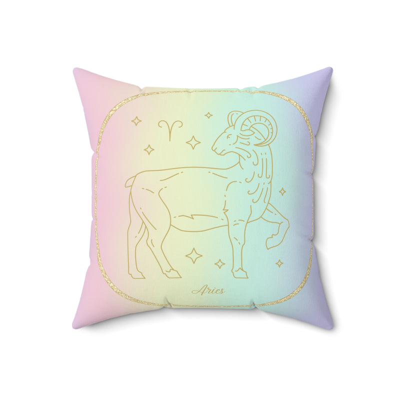 Aries Astrology Zodiac Sign Square Throw Pillow Spiritual Home Decor Accent Pillow