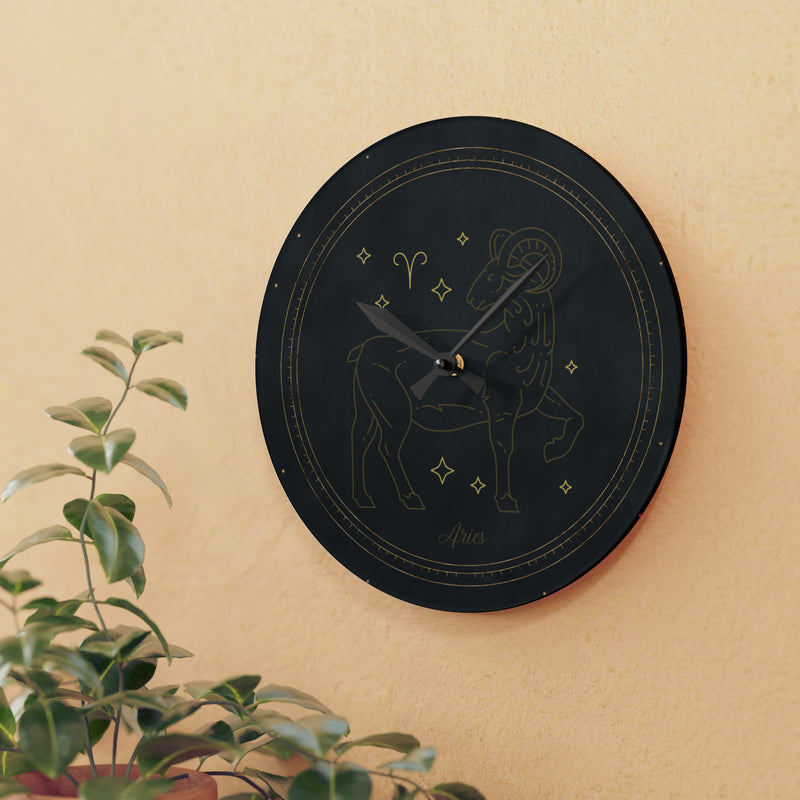 Aries Zodiac Astrological Astrology Sun Sign Acrylic Wall Clock