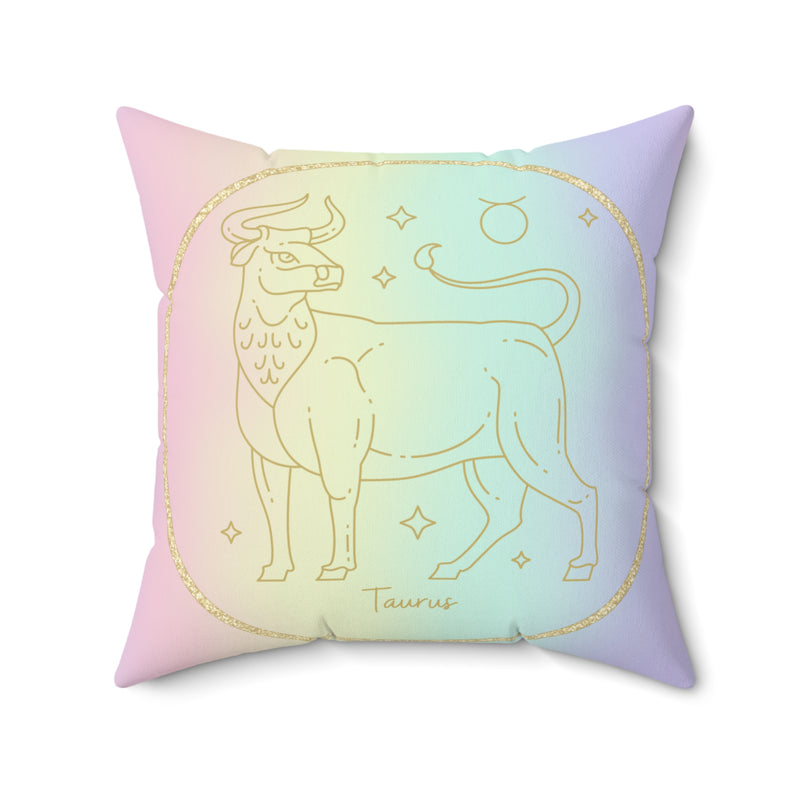 Taurus Astrology Zodiac Sign Square Throw Pillow Spiritual Home Decor Accent Pillow