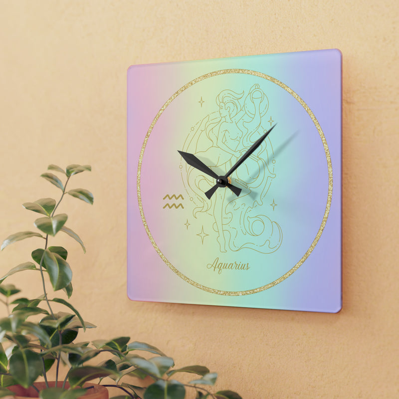 Aquarius Zodiac Astrological Astrology Sun Sign Acrylic Wall Clock