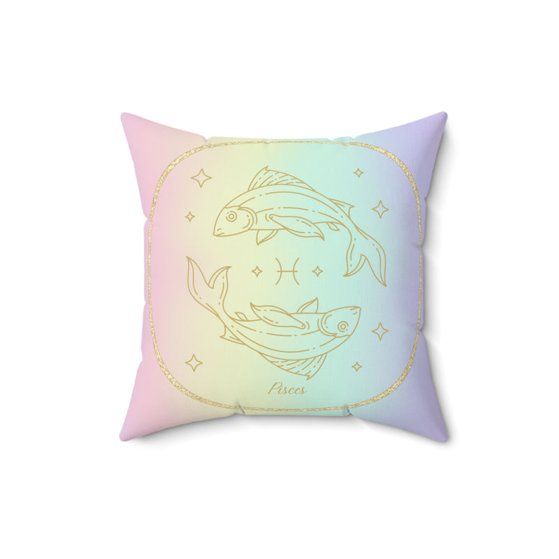 Pisces Astrology Zodiac Sign Square Throw Pillow Spiritual Home Decor Accent Pillow