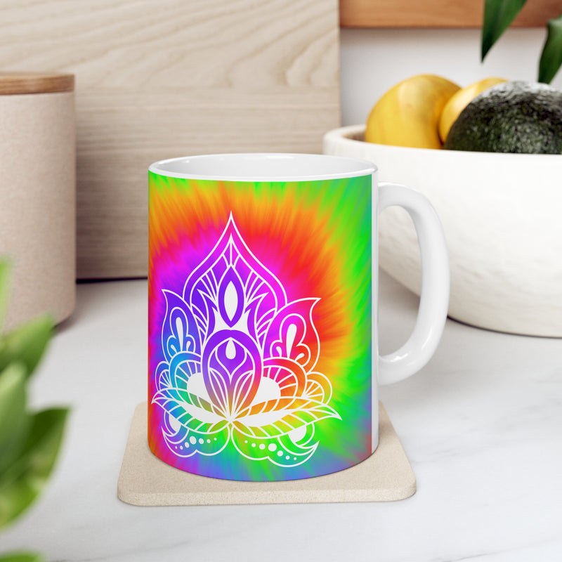 Tie Dye Lotus Flower Spiritual Enlightenment Ceramic Mug 11oz