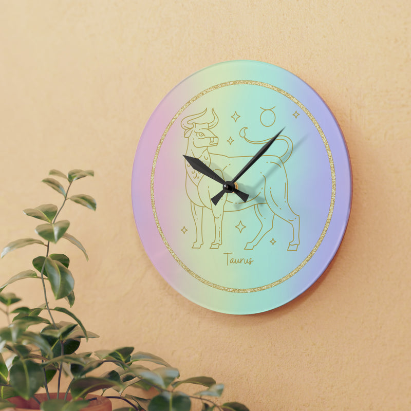 Taurus Zodiac Astrological Astrology Sun Sign Acrylic Wall Clock