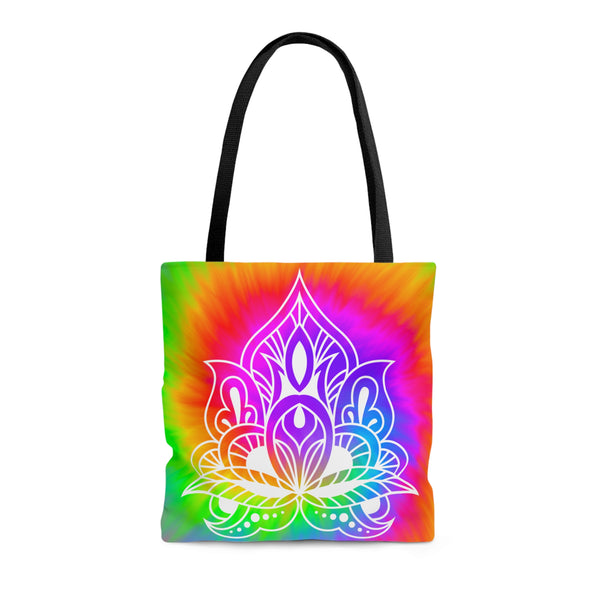 Tie Dye Lotus Flower Spiritual Enlightenment Reusable Tote Bag