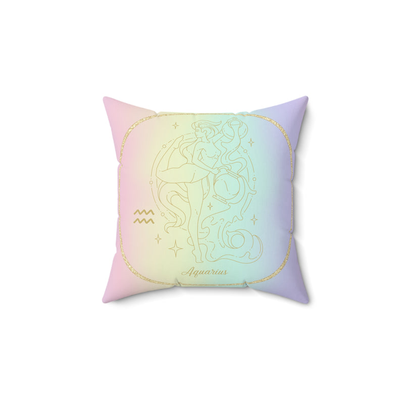 Aquarius Astrology Zodiac Sign Square Throw Pillow Spiritual Home Decor Accent Pillow