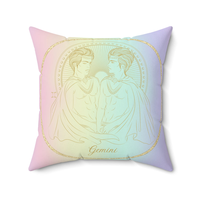 Gemini Astrology Zodiac Sign Square Throw Pillow Spiritual Home Decor Accent Pillow