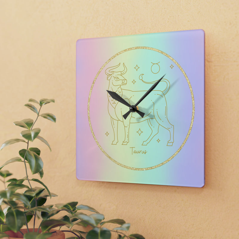 Taurus Zodiac Astrological Astrology Sun Sign Acrylic Wall Clock