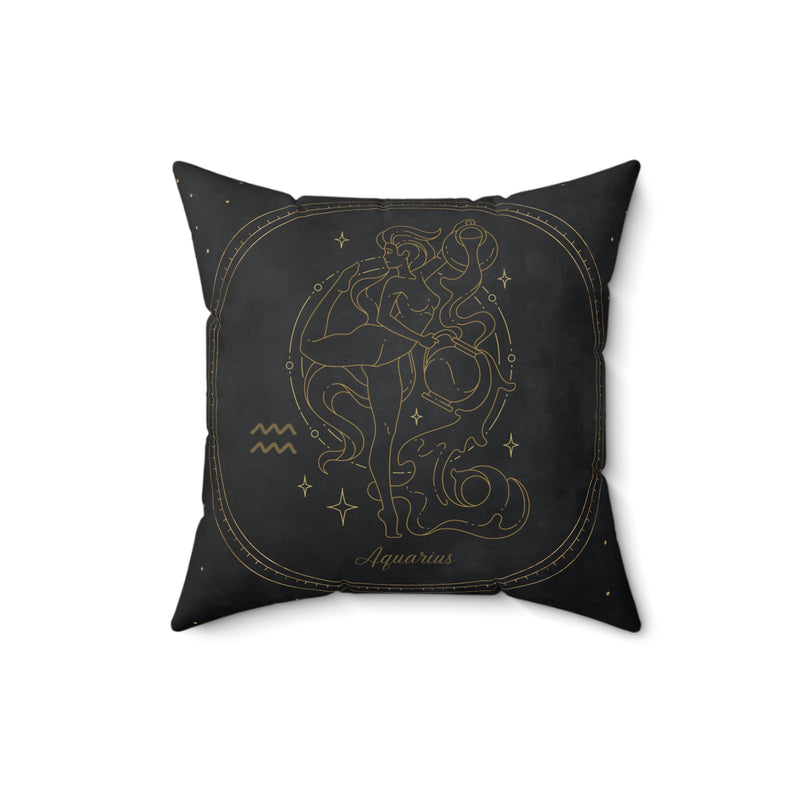 Aquarius Astrology Zodiac Sign Square Throw Pillow Spiritual Home Decor Accent Pillow