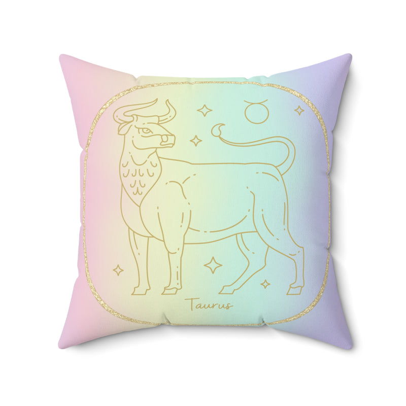 Taurus Astrology Zodiac Sign Square Throw Pillow Spiritual Home Decor Accent Pillow
