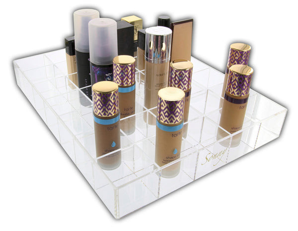 makeup foundation organizer acrylic nail polish divider ikea alex drawer vanity set cosmetics